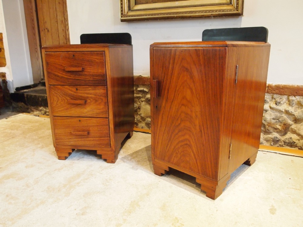 Pair of Art deco Rosewood bedside cabinets c1930