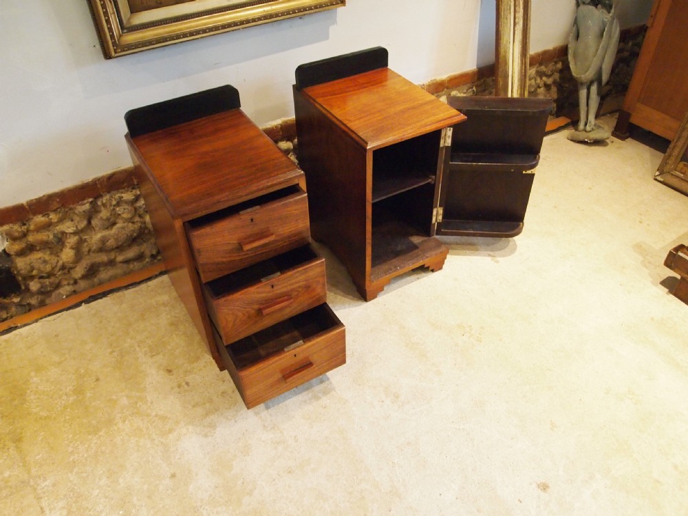 Pair of Art deco Rosewood bedside cabinets c1930 View II