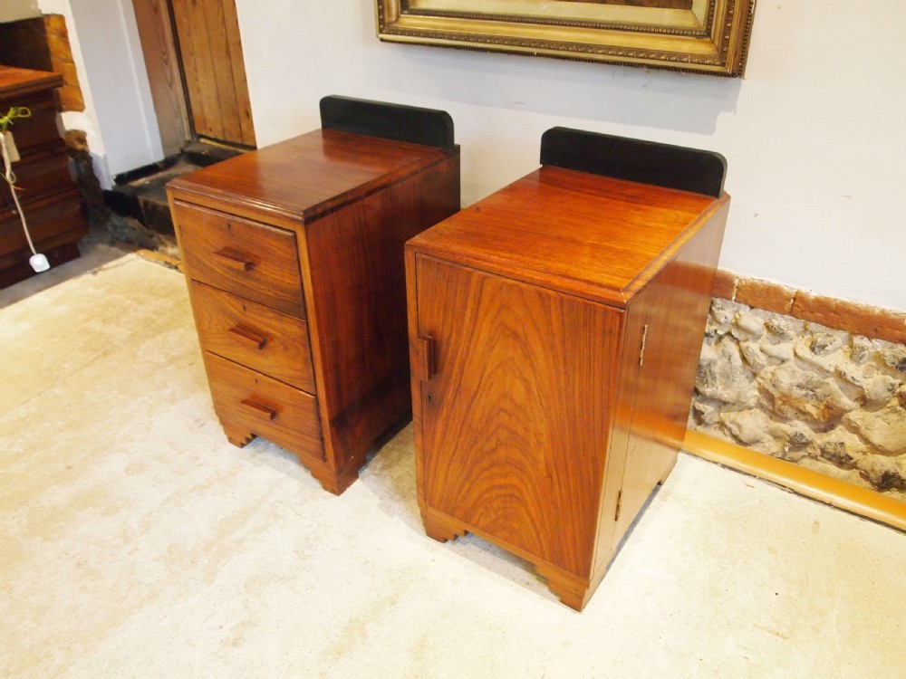 Pair of Art deco Rosewood bedside cabinets c1930 View VI