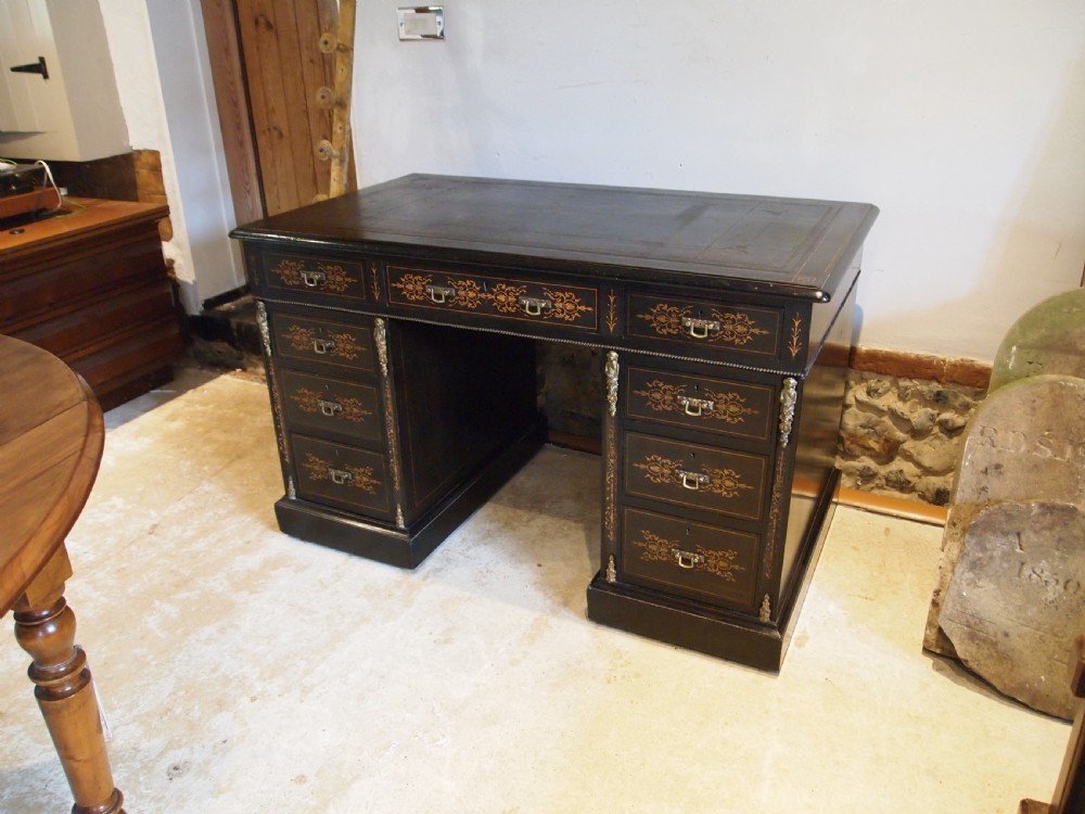 Edwards & Roberts fine quality twin pedestal desk Victorian c1870