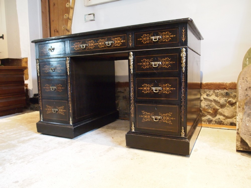 Edwards & Roberts fine quality twin pedestal desk Victorian c1870 View II