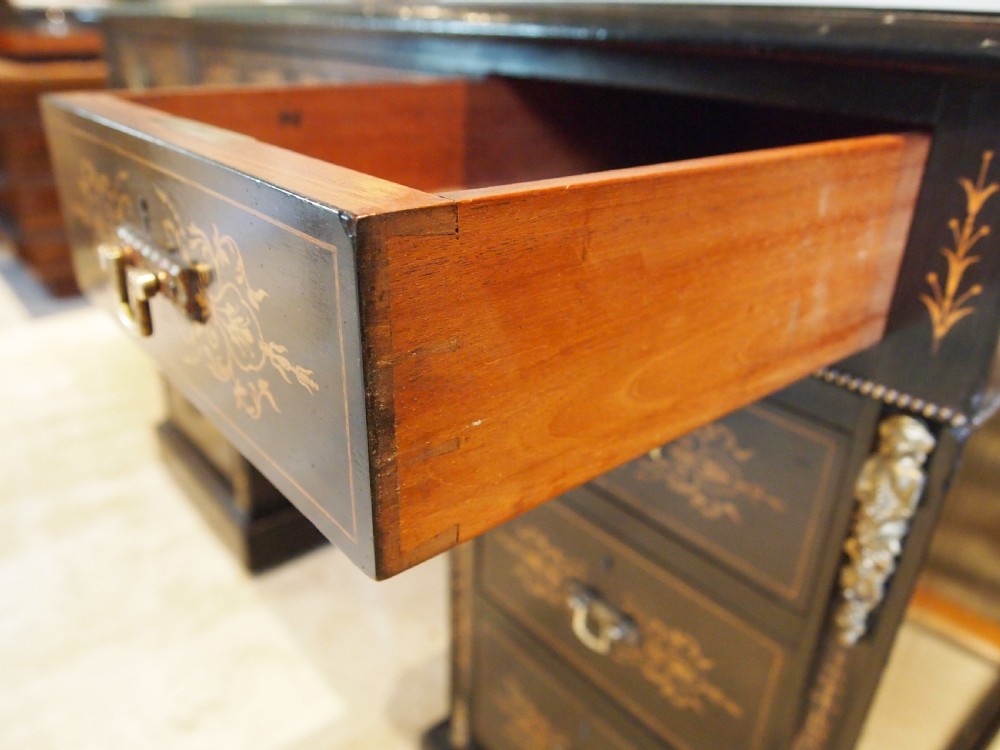 Edwards & Roberts fine quality twin pedestal desk Victorian c1870 View III