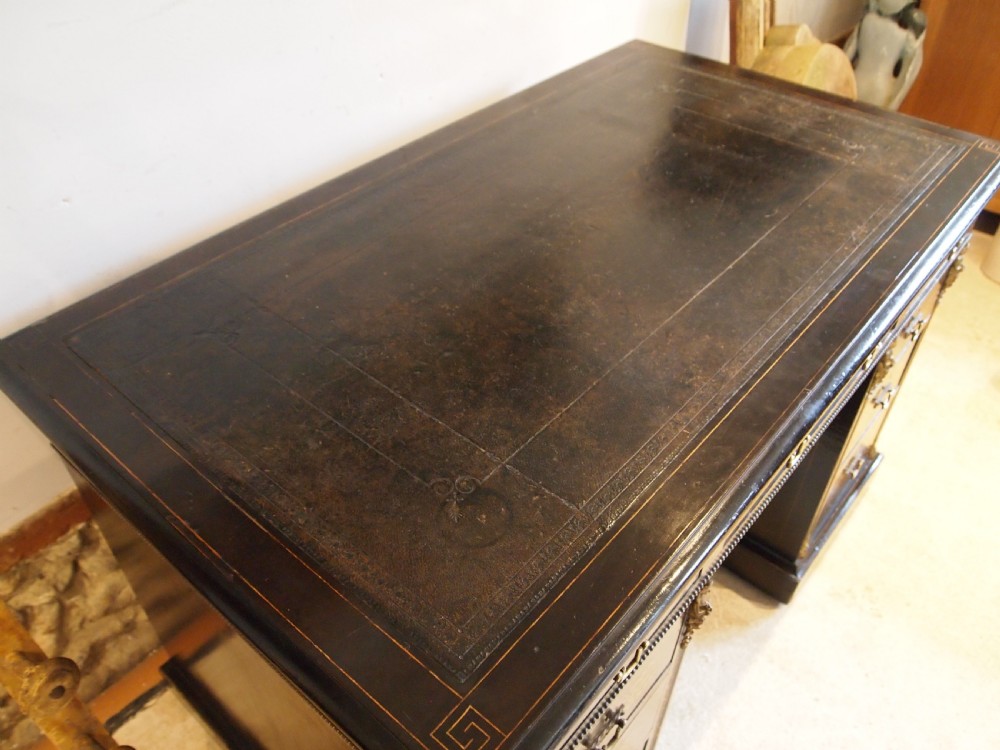 Edwards & Roberts fine quality twin pedestal desk Victorian c1870 View V
