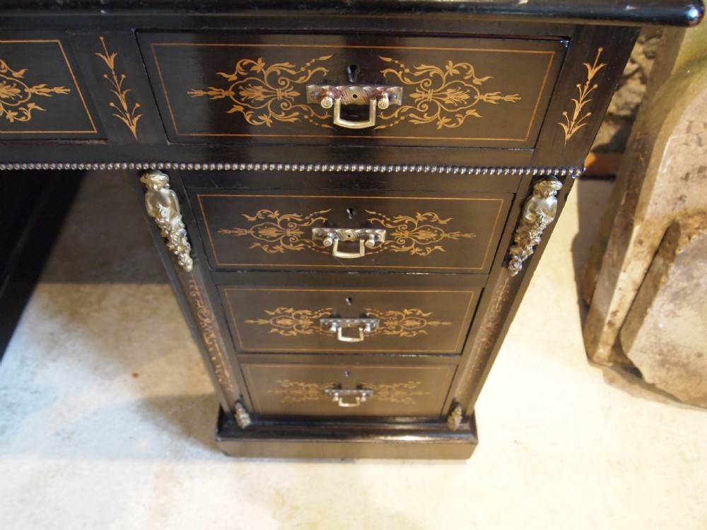 Edwards & Roberts fine quality twin pedestal desk Victorian c1870 View VI