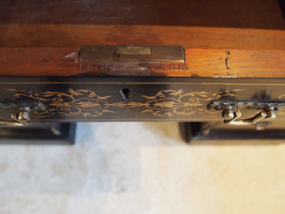 Edwards & Roberts fine quality twin pedestal desk Victorian c1870 View VII