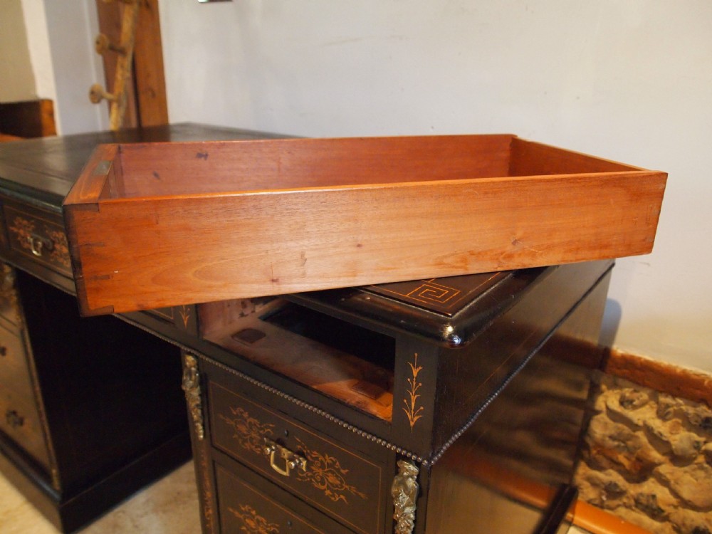 Edwards & Roberts fine quality twin pedestal desk Victorian c1870 View VIII