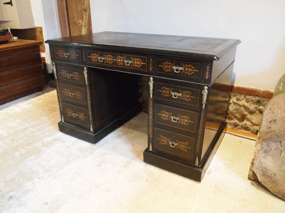 Edwards & Roberts fine quality twin pedestal desk Victorian c1870 View XI