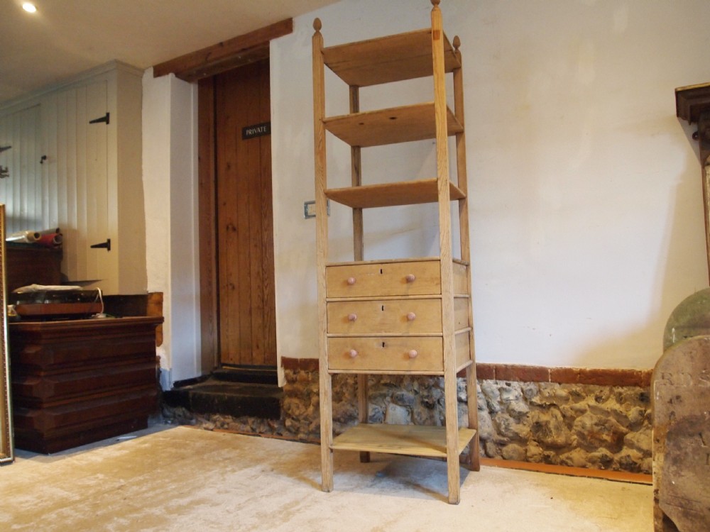 Shelves and drawers rare wotnot Victorian Pine unit c1880 View VI
