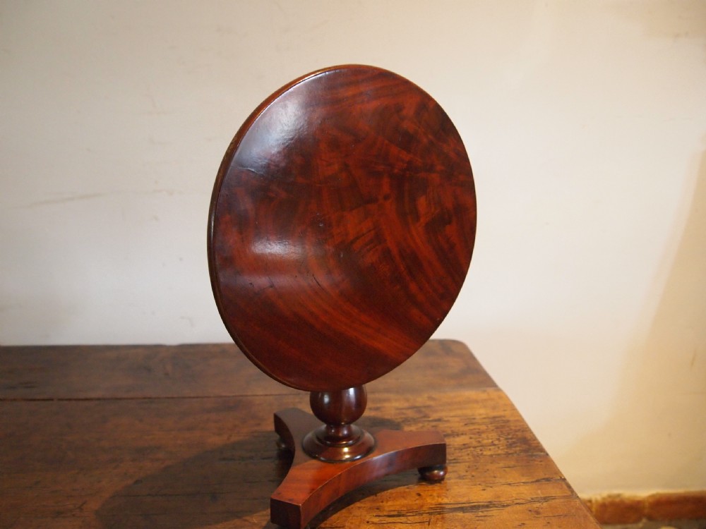 Table rare miniature Victorian tilt top breakfast table Flame Mahogany c1840