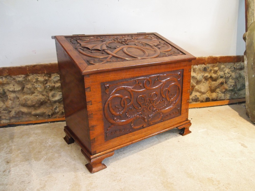 Rare Arts and Crafts Manner of John Pearson Walnut magazine box c1900
