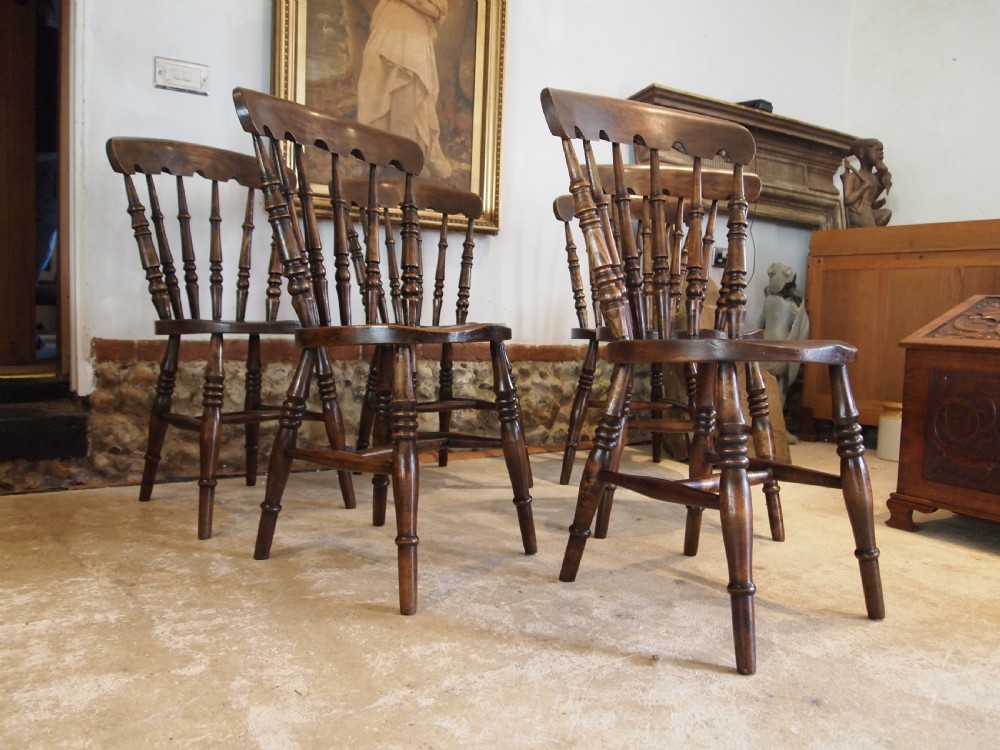 Chairs wonderful set of 6 Windsor kitchen dining chairs c1880 View II