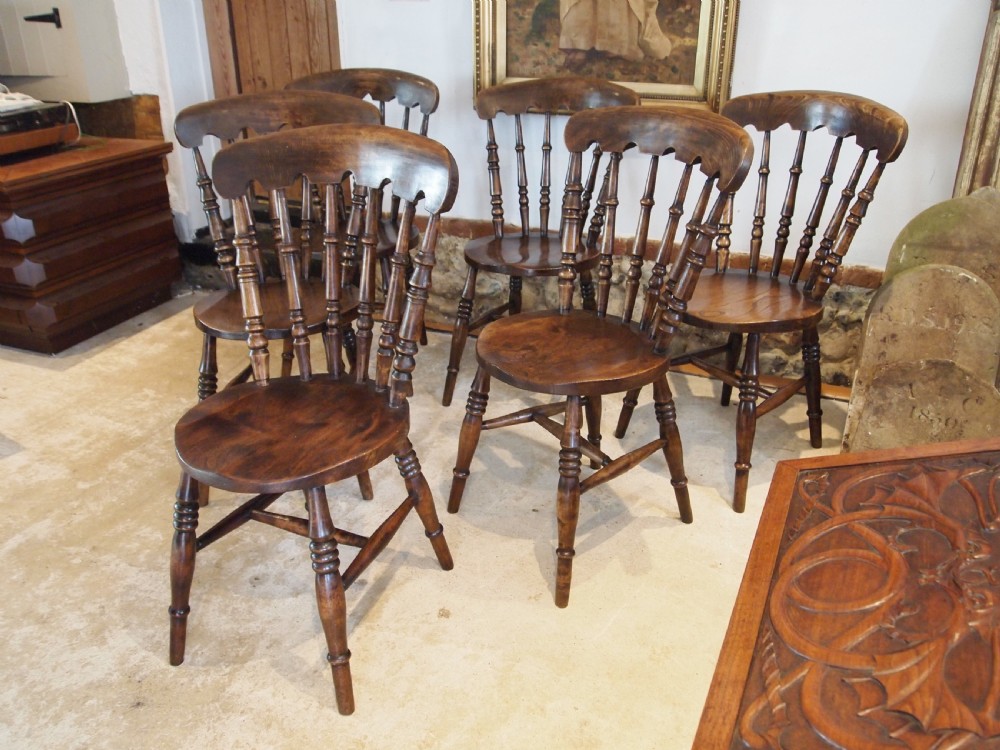 Chairs wonderful set of 6 Windsor kitchen dining chairs c1880 View VII