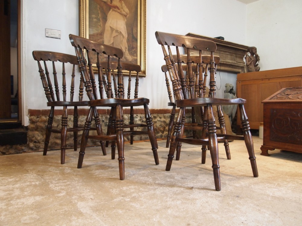 Chairs wonderful set of 6 Windsor kitchen dining chairs c1880 View VIII