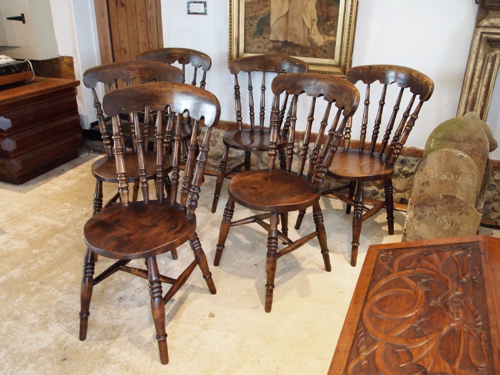 Chairs wonderful set of 6 Windsor kitchen dining chairs c1880 View X
