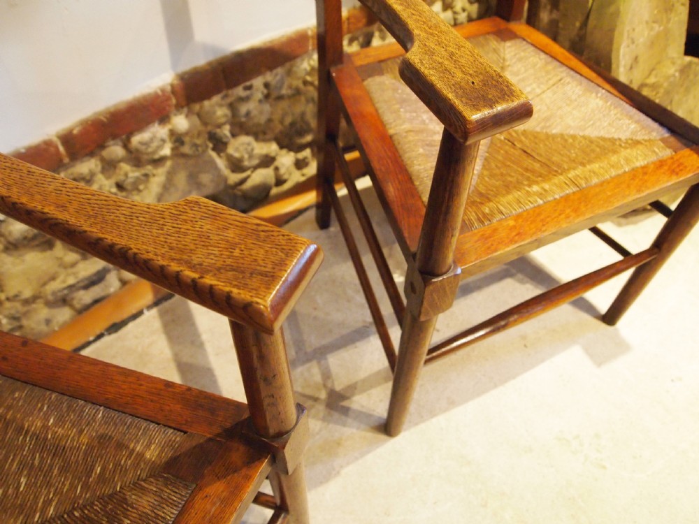 Chairs outstanding pair Arts & Crafts Oak manner of Voysey c1900 View VII