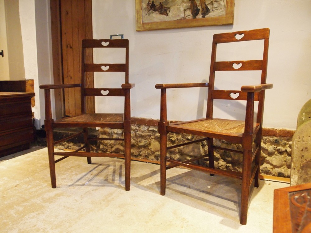 Chairs outstanding pair Arts & Crafts Oak manner of Voysey c1900 View VIII