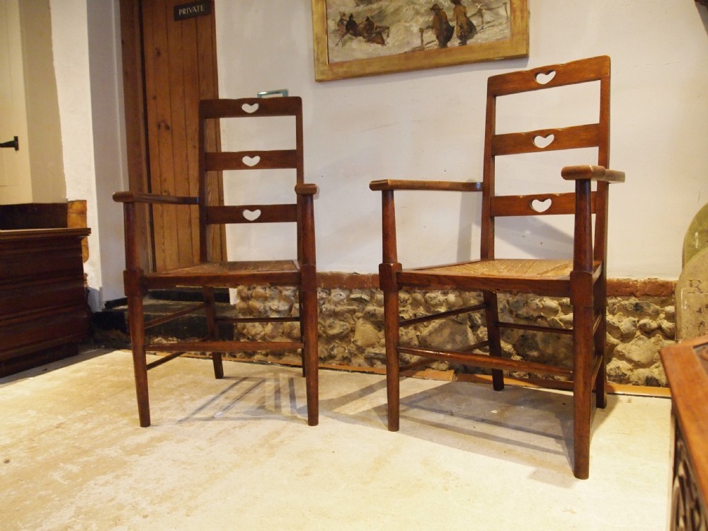 Chairs outstanding pair Arts & Crafts Oak manner of Voysey c1900 View IX