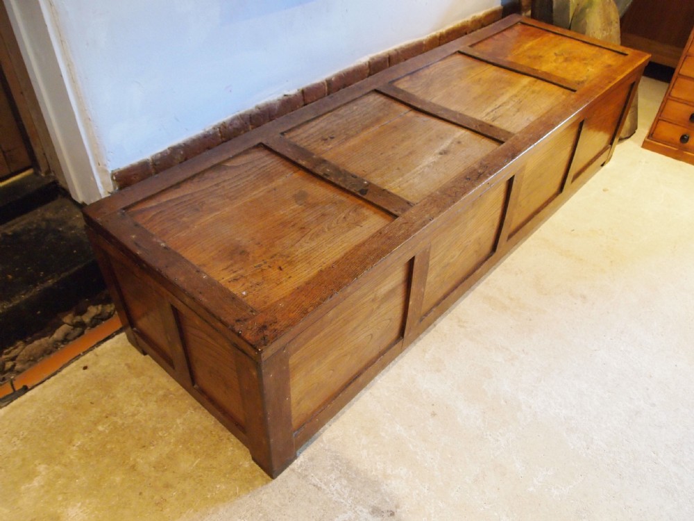 Bench shoebox chest solid Elm George IV c1820 View VIII