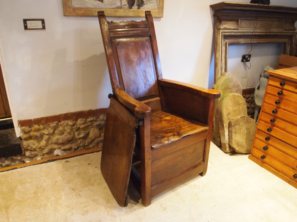 Chair very rare George II Cherry and Elm lambing chair with table c1750 View V