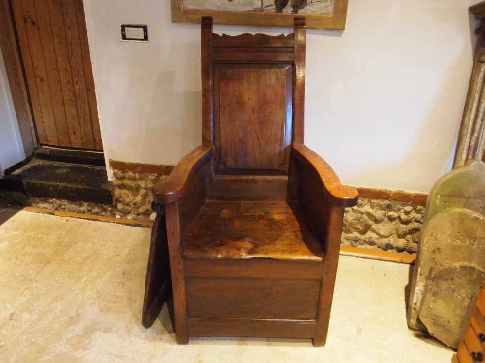 Chair very rare George II Cherry and Elm lambing chair with table c1750 View IX
