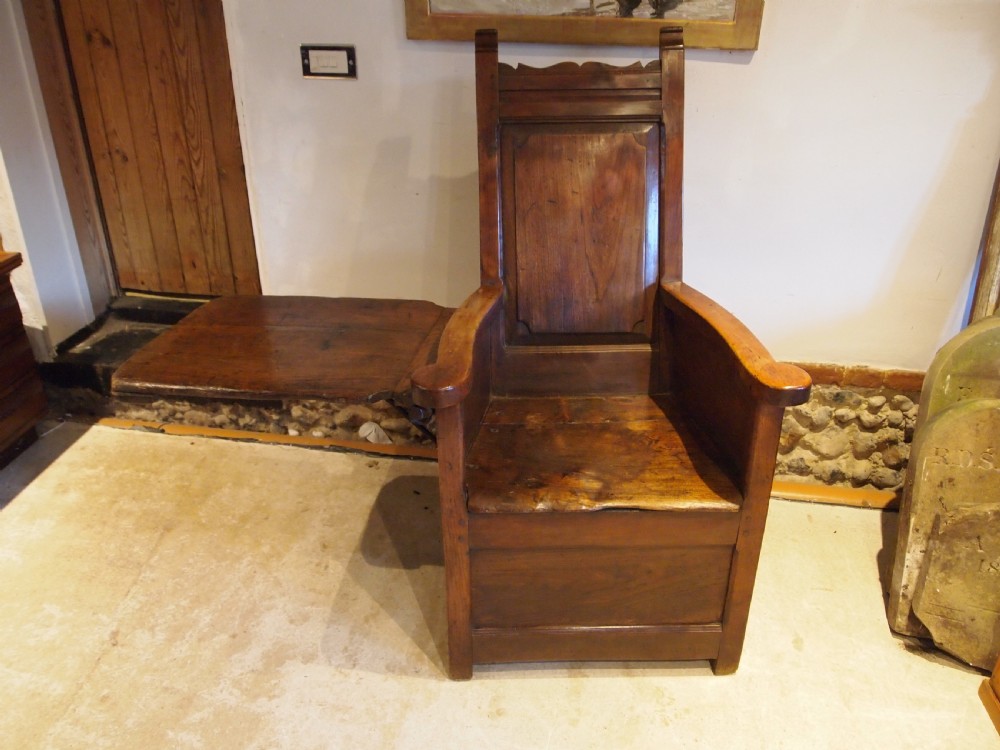 Chair very rare George II Cherry and Elm lambing chair with table c1750 View XIV