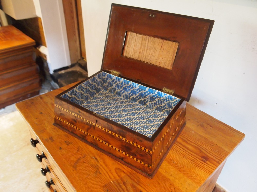 Box Rare Killarney Yew wood jewellery sewing sarcophagus shape c1870 View V