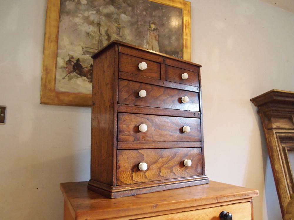 Chest of drawers rare Miniature Elm apprentice primitive c1800