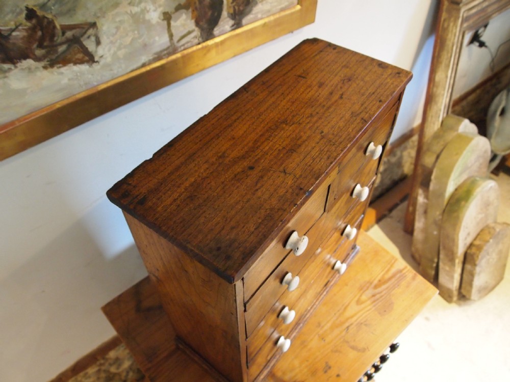 Chest of drawers rare Miniature Elm apprentice primitive c1800 View II