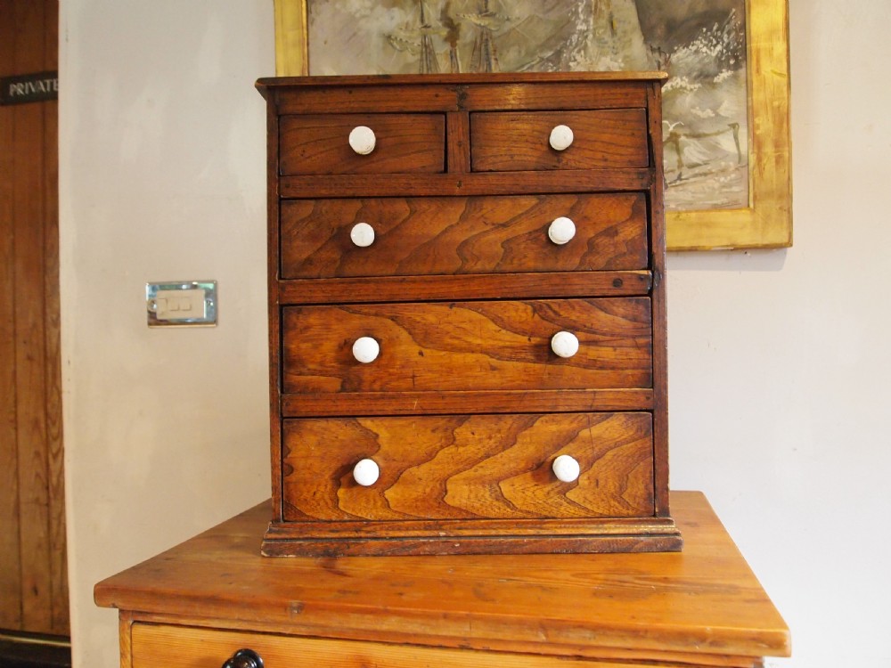 Chest of drawers rare Miniature Elm apprentice primitive c1800 View III