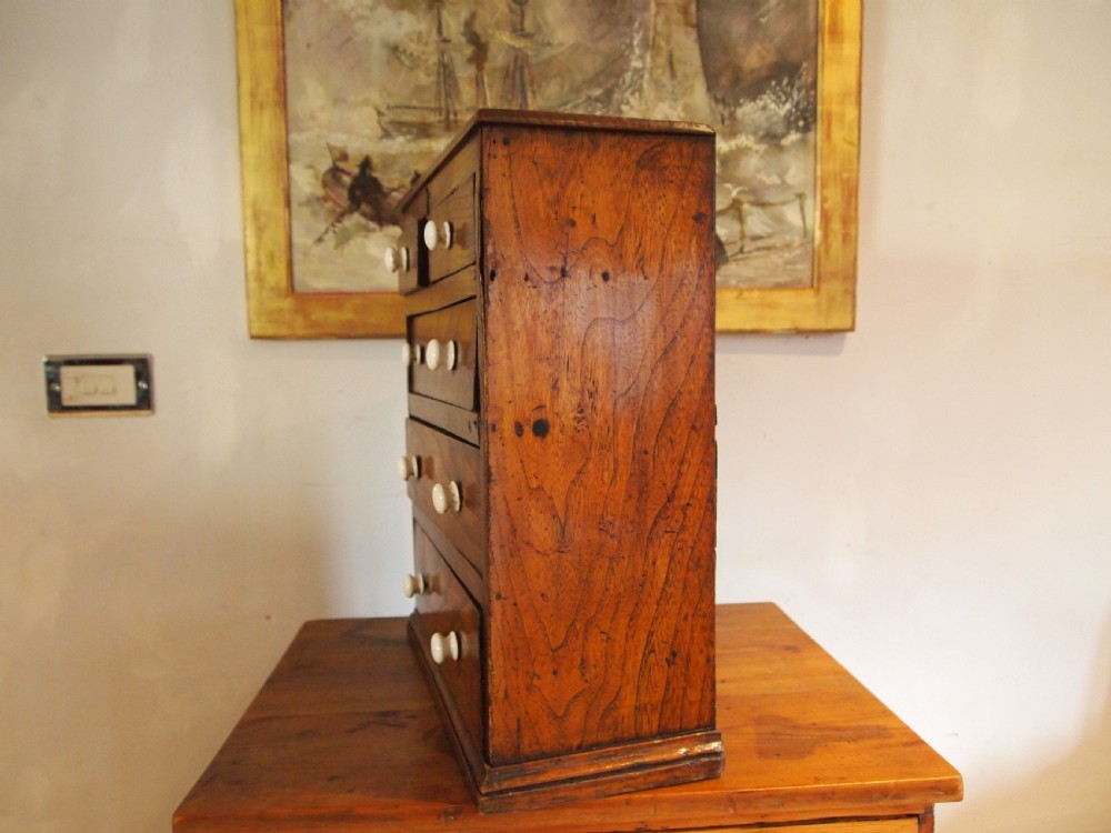 Chest of drawers rare Miniature Elm apprentice primitive c1800 View IX
