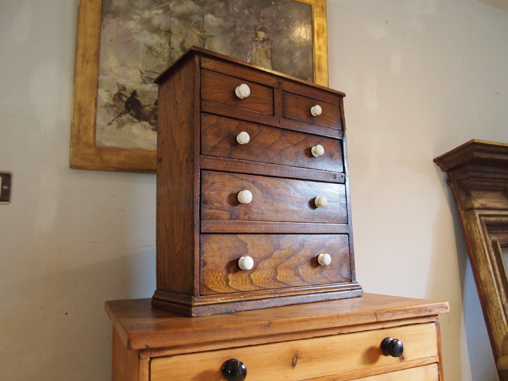 Chest of drawers rare Miniature Elm apprentice primitive c1800 View X