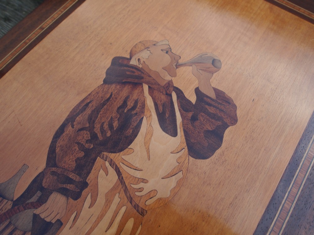 Rare Arts and Crafts Rowley gallery inlaid panel the drunken monk c1900 View II