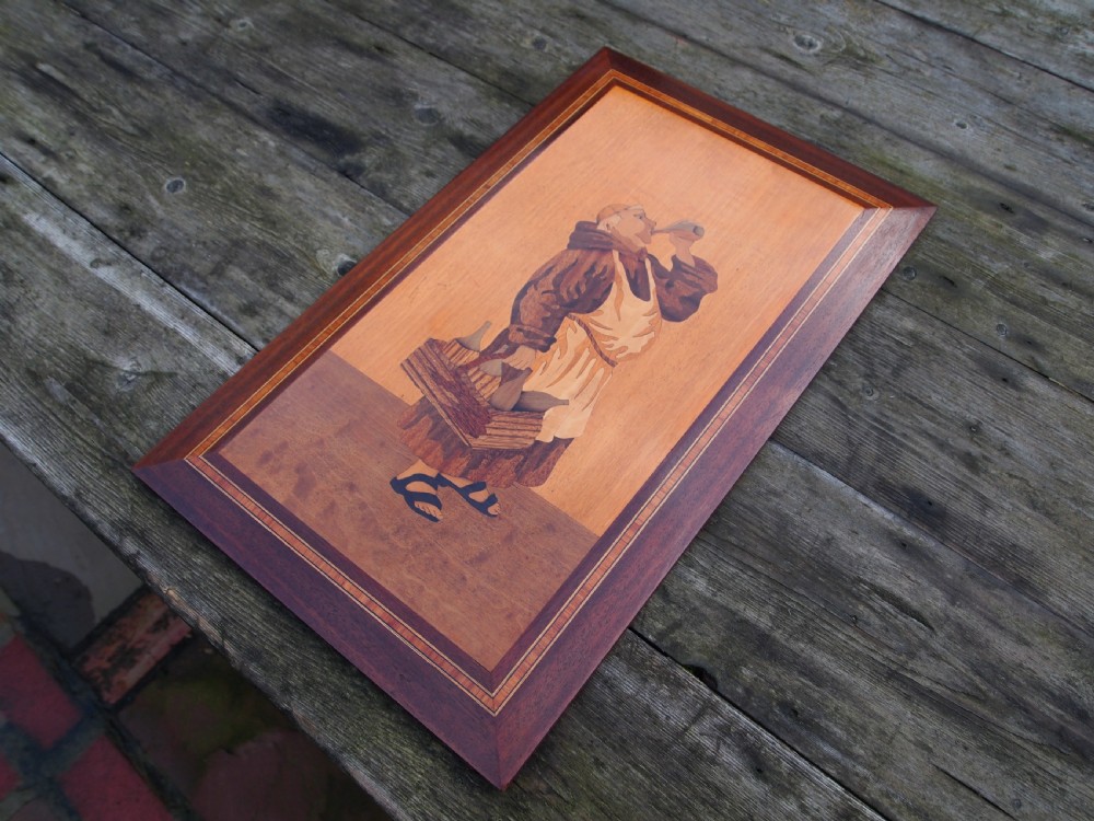 Rare Arts and Crafts Rowley gallery inlaid panel the drunken monk c1900 View III