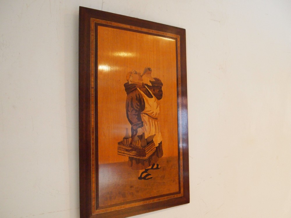 Rare Arts and Crafts Rowley gallery inlaid panel the drunken monk c1900 View VII