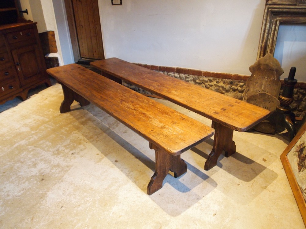 Benches wonderful pair of Victorian deep seat Oak c1890 View VI