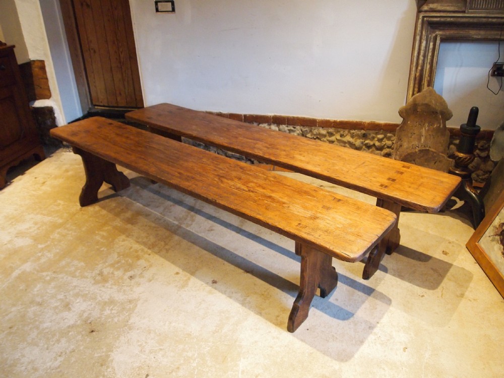 Benches wonderful pair of Victorian deep seat Oak c1890 View XIII