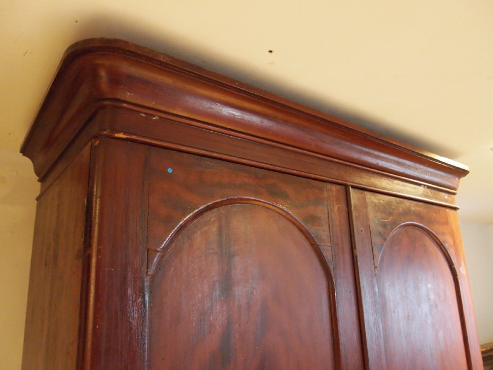 Rare Linen press cupboard on chest in original scumble paint c1840 View VIII
