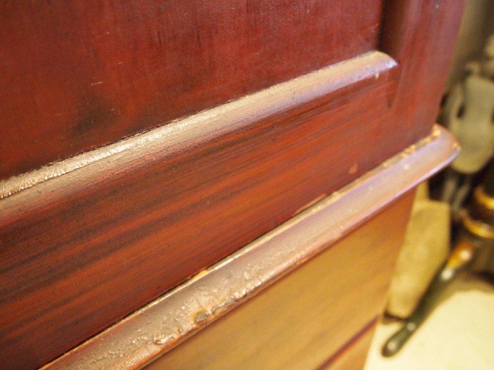 Rare Linen press cupboard on chest in original scumble paint c1840 View XI