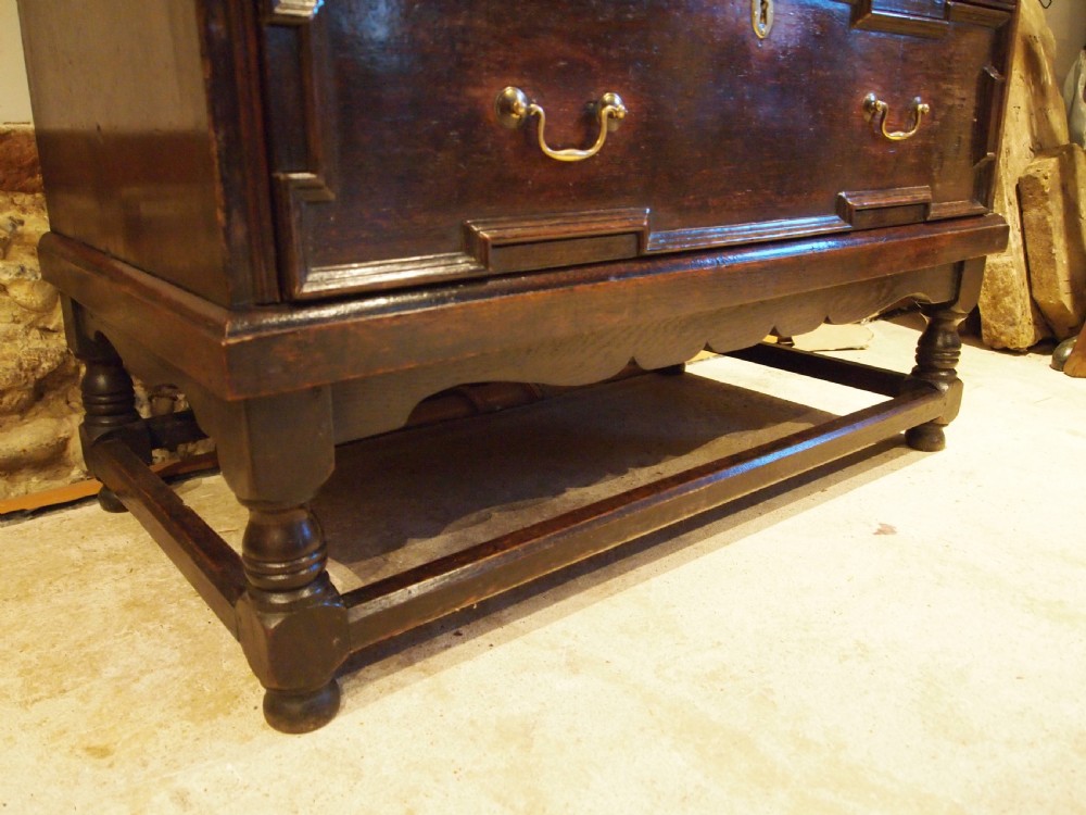 Chest of drawers rare Queen Anne Oak on stand c1700 View VII