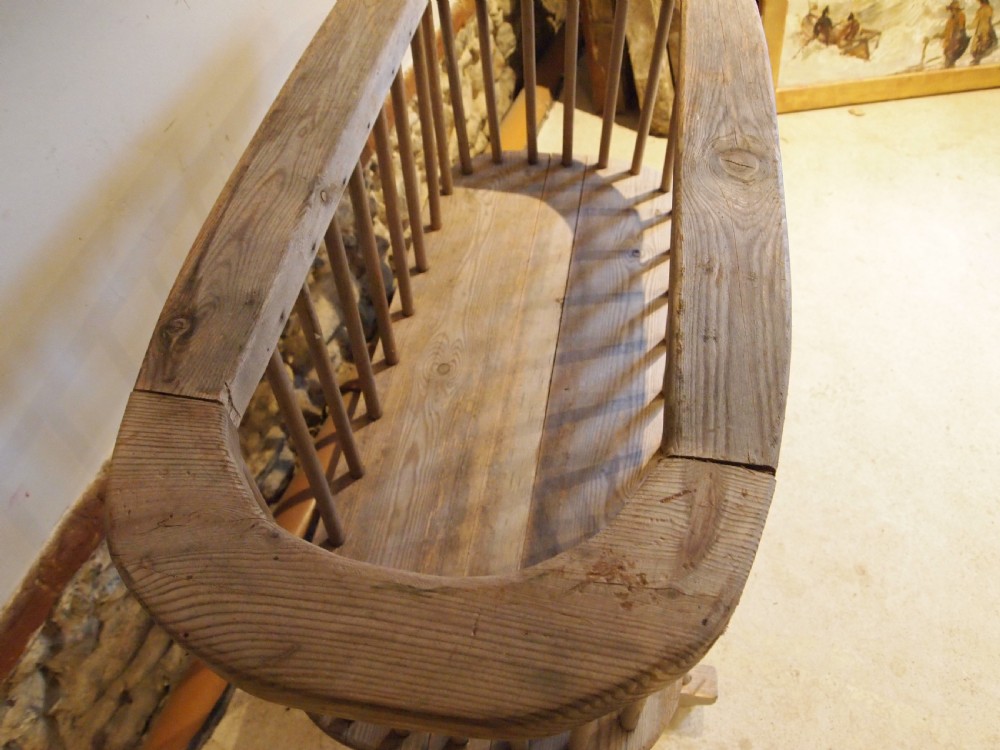 Primitive rare child's cot or crib Pine c1850 View VIII