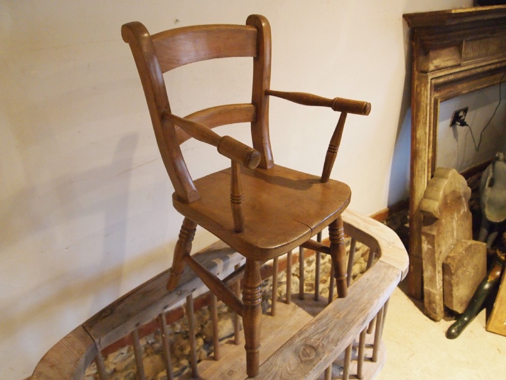Chair rare Child's Windsor bar back Beech and Elm c1880