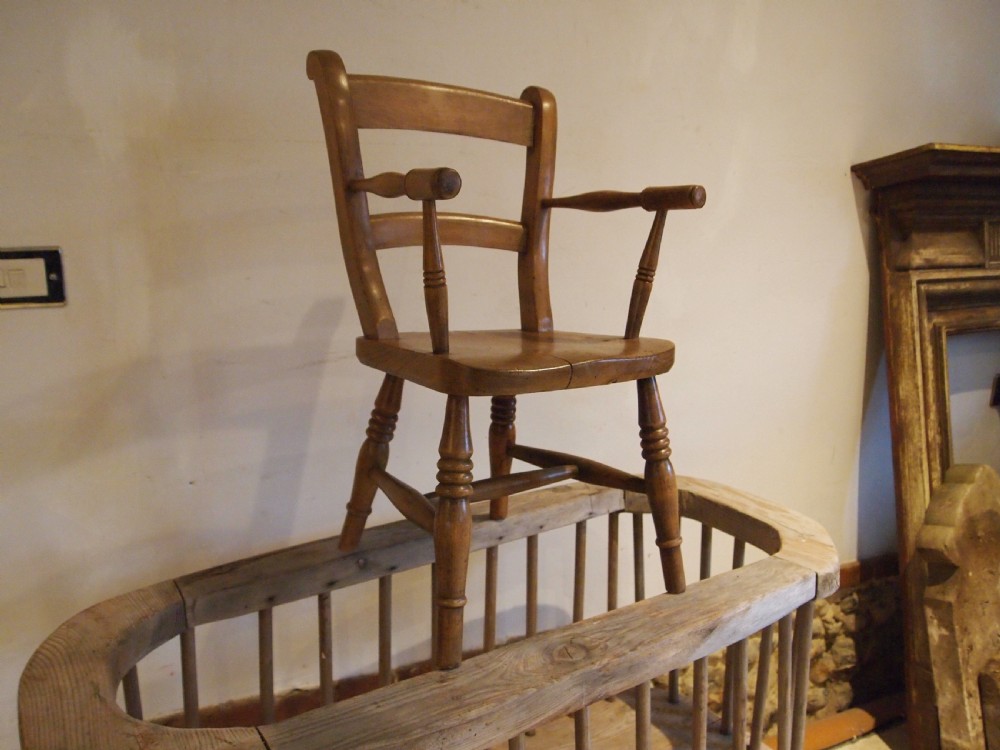 Chair rare Child's Windsor bar back Beech and Elm c1880 View II
