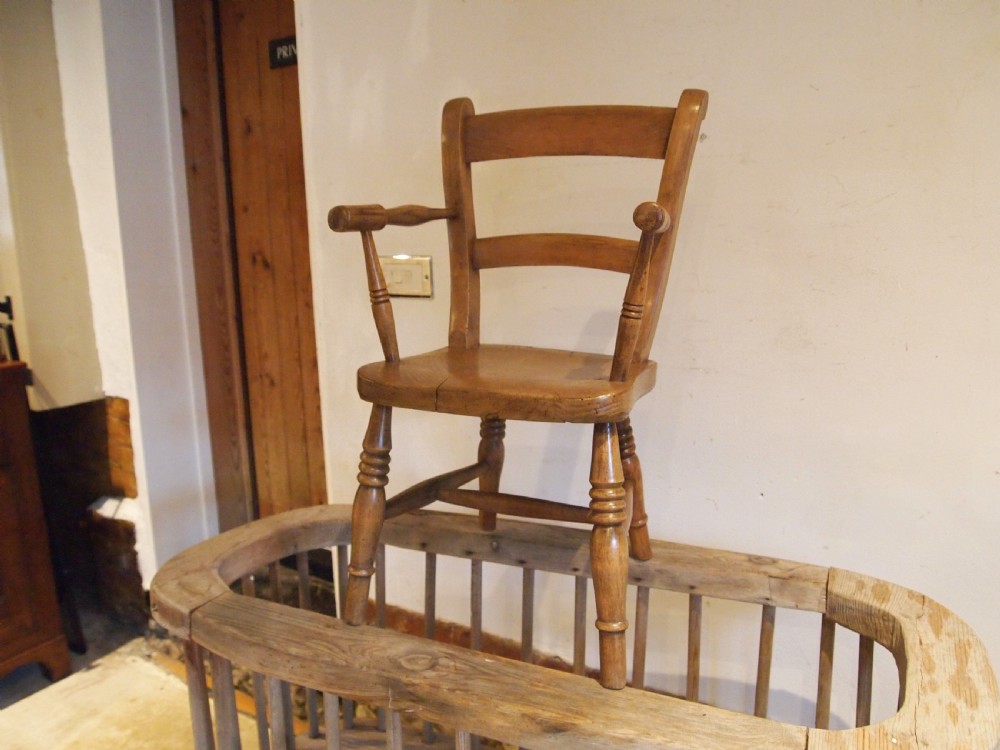 Chair rare Child's Windsor bar back Beech and Elm c1880 View IX