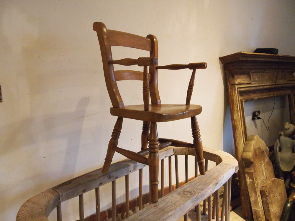 Chair rare Child's Windsor bar back Beech and Elm c1880 View X