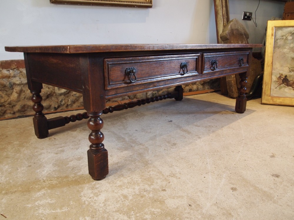 Coffee table solid Oak refectory style large c1900