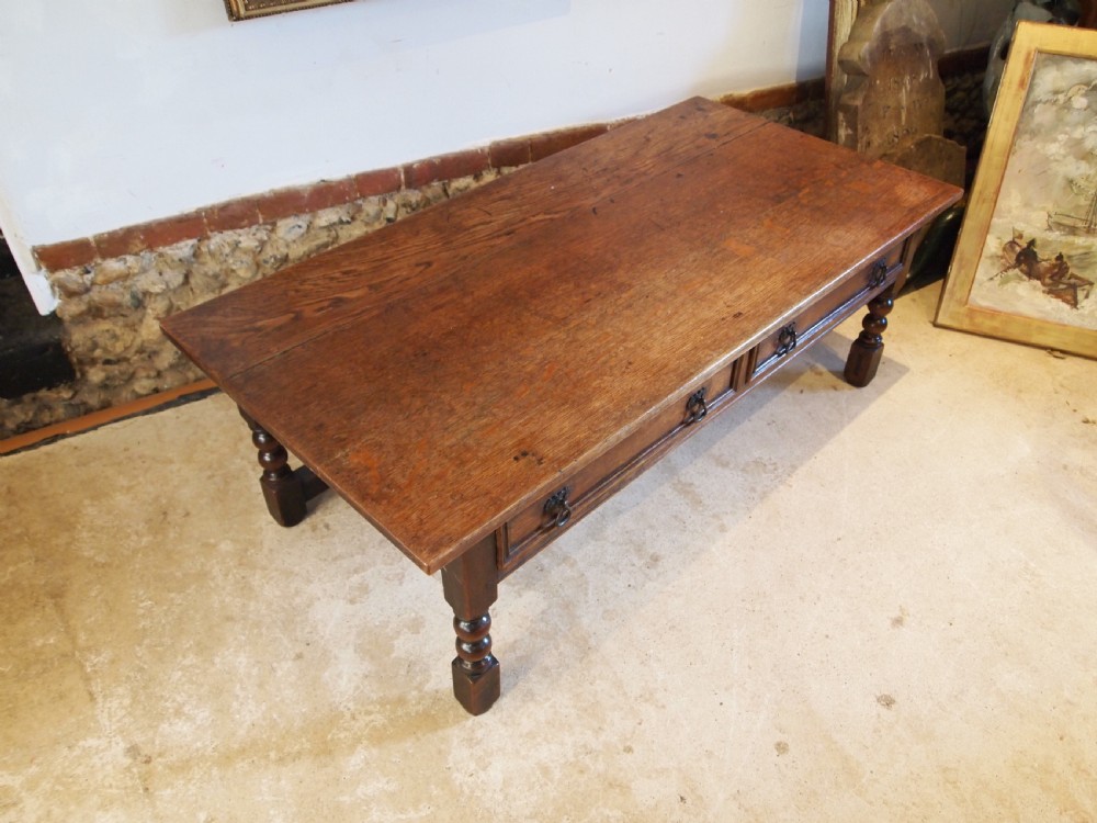Coffee table solid Oak refectory style large c1900 View III