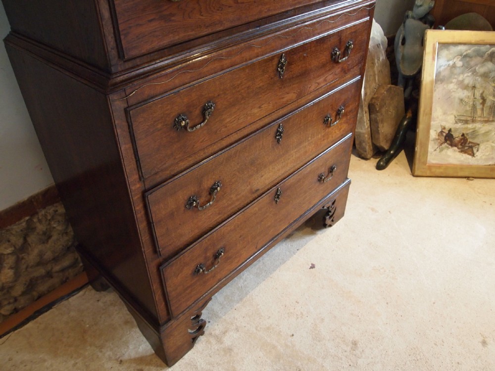 Rare Norfolk George III Oak Chest on Chest chest of drawers c1800 View II