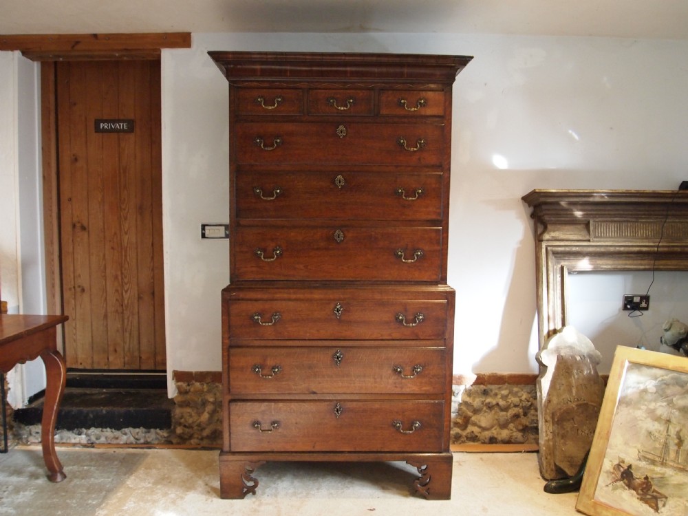 Rare Norfolk George III Oak Chest on Chest chest of drawers c1800 View X