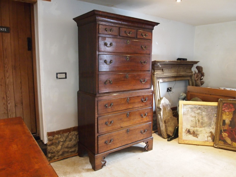 Rare Norfolk George III Oak Chest on Chest chest of drawers c1800 View XIII