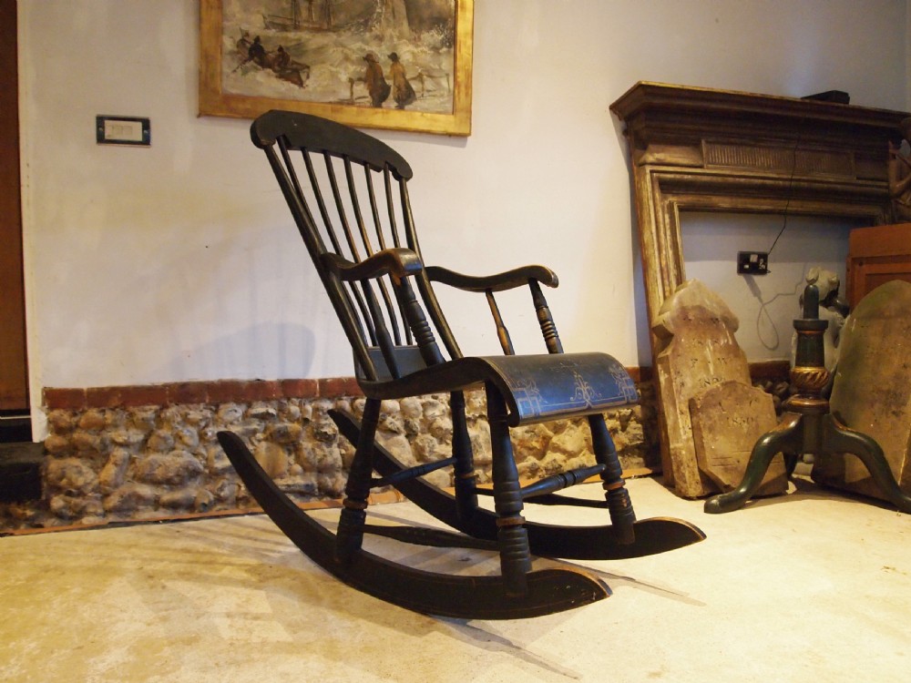 Chair rare Boston rocking chair original paint c1840 View VIII